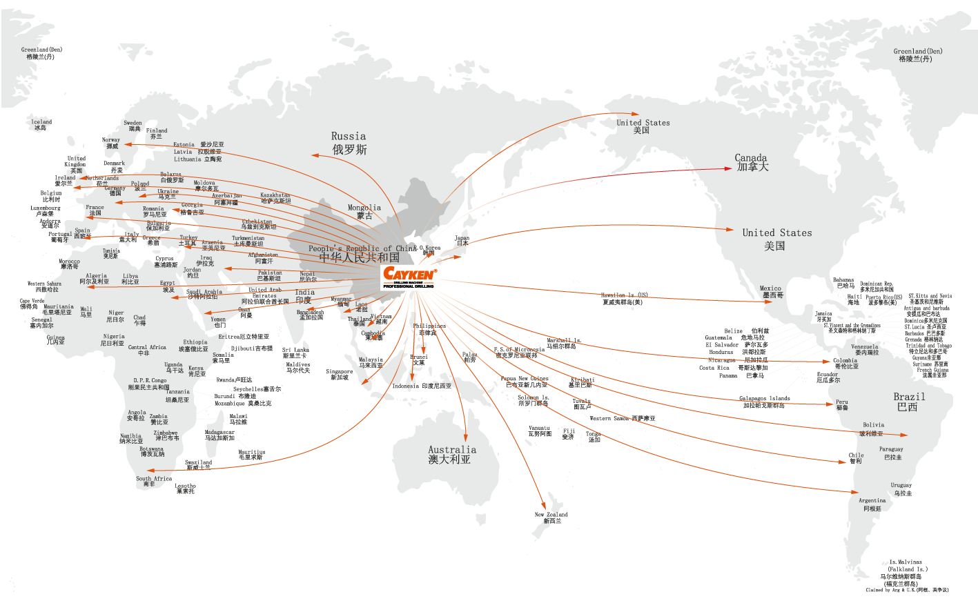 鉆孔機行業全球銷售領先，已經銷往全球100多個國家與地區